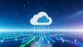 Cloud Computing Data Flow and Global Network Connection Royalty Free Stock Photo