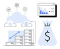 Cloud Computing and Data Growth with Financial Benefits Visualization Royalty Free Stock Photo