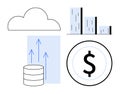 Cloud Computing with Data, Growth Trends, and Financial Success Visualization Royalty Free Stock Photo