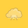 cloud, computing, data, hosting, network Flat Line Filled Icon. Beautiful Logo button over yellow background for UI and UX, Royalty Free Stock Photo