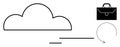 Cloud Computing, Data Synchronization, and Business Workflow Concept with Minimalist Icons Royalty Free Stock Photo