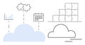 Cloud computing and data management concept with puzzle pieces, graphs, and calendars Royalty Free Stock Photo