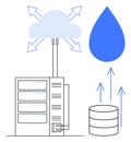 Cloud Data Storage and Transfer with Server, Database, and Connectivity Elements Royalty Free Stock Photo