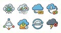 Cloud Computing and Data Management Flat Icons Set Royalty Free Stock Photo