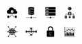 Cloud Computing and Data Management Icons. Royalty Free Stock Photo