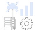 Cloud Computing and Data Management Illustration Server, Cloud, and Analytics Gear Royalty Free Stock Photo