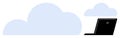 Cloud Computing with Laptop and Blue Cloud Shapes for Data Storage and Connectivity Concepts Royalty Free Stock Photo