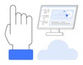 Hand Gesture, Computer Interface and Cloud Concept for Cloud Computing and Digital Interaction Royalty Free Stock Photo