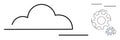 Cloud Computing Concept with Gear Icons Data Processing and Technology Integration Royalty Free Stock Photo