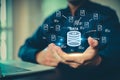 Cloud computing data management technology system for computer network cyber security or database file document transfer and Royalty Free Stock Photo