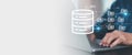 Cloud computing data management technology system for computer network cyber security or database file document transfer and Royalty Free Stock Photo