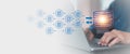 Cloud computing data management technology system for computer network cyber security or database file document transfer and Royalty Free Stock Photo