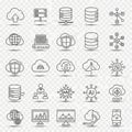 Cloud computing and data management thin line icons collection depicting various digital technology concepts Royalty Free Stock Photo