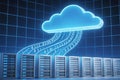 Cloud Computing Data Migration with Binary Code Streams and Server Racks Royalty Free Stock Photo