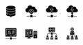 IT, Cloud Computing and Data Network Icons Set Royalty Free Stock Photo