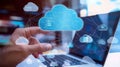 Cloud computing, data network, office background Royalty Free Stock Photo