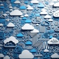 Cloud computing and data networks, highlighting interconnectedness and Royalty Free Stock Photo