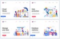 Cloud computing data online library vector illustrations, concept interface for database statistics, file transfer