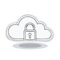 Cloud computing data protection internet security private digital storage icon illustration Royalty Free Stock Photo