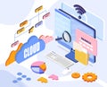 Cloud computing and data search concept. Vector illustration Royalty Free Stock Photo