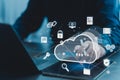 Cloud computing and data security concept with digital network connections Royalty Free Stock Photo