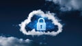 Cloud Computing and Data Security Concept With White Cloud and Light Blue Padlock Royalty Free Stock Photo