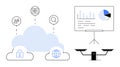 Cloud Computing with Data Security, Connectivity, Analytics, and Balance Concept Illustration Royalty Free Stock Photo