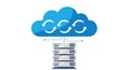 Cloud computing and data server syncing technology icon representing digital information exchange and storage Royalty Free Stock Photo