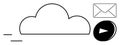 Cloud Storage with Email and Play Button Icons Data Sharing and Multimedia Streaming Royalty Free Stock Photo