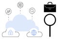 Cloud Computing Concept with Security, Networking, and Data Management Icons Royalty Free Stock Photo