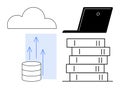 Cloud Computing Data Transfer and Storage with Laptop and Database Icons Royalty Free Stock Photo