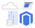 Cloud Computing with Data Storage, Growth Arrows, and E-Commerce Platform Icon Royalty Free Stock Photo