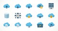 Cloud Computing and Data Storage Icons Set Royalty Free Stock Photo