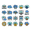 Cloud computing data storage network server technology icons set Royalty Free Stock Photo