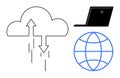 Cloud Computing, Data Sync, and Global Internet Connectivity with Laptop Icon Royalty Free Stock Photo