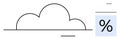 Cloud computing data storage symbol with percentage sign for analytics, technology, and internet applications Royalty Free Stock Photo