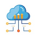 Cloud Computing Data Storage and Transfer with Connection and Data Upload Icon Royalty Free Stock Photo