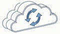 Cloud Computing and Data Synchronization with Arrows, vector design Generative AI Royalty Free Stock Photo