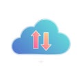 Cloud computing data transfer arrows upload download icon simple gradient Royalty Free Stock Photo