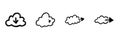 Cloud Computing And Data Transfer Icons In Hand Drawn Style Set. Cloud Storage, Download, And Upload Doodle Sketch Royalty Free Stock Photo