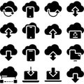 Cloud Computing and Data Transfer Icons Set Royalty Free Stock Photo