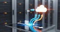 Cloud computing data transfer from local server to cloud network Royalty Free Stock Photo