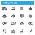 Cloud computing, data transmission of Internet technologyflat gray icons set of 16