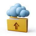 Cloud computing and data upload icon with folder symbol Royalty Free Stock Photo