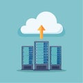 Cloud Computing Data Upload from Server Racks Royalty Free Stock Photo
