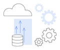 Cloud Computing Data Uploading with Gears Representing Process Automation and System Integration Royalty Free Stock Photo