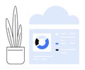 Cloud Computing Data Visualization with Analytics Dashboard and Plant Royalty Free Stock Photo