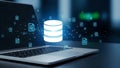 Cloud Computing Database Server Data Storage Network on Laptop Digital Background Royalty Free Stock Photo