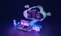 Cloud computing and database upload center hosting 3D illustration concept Royalty Free Stock Photo