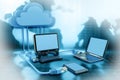 Cloud computing devices. Internet network concept Royalty Free Stock Photo